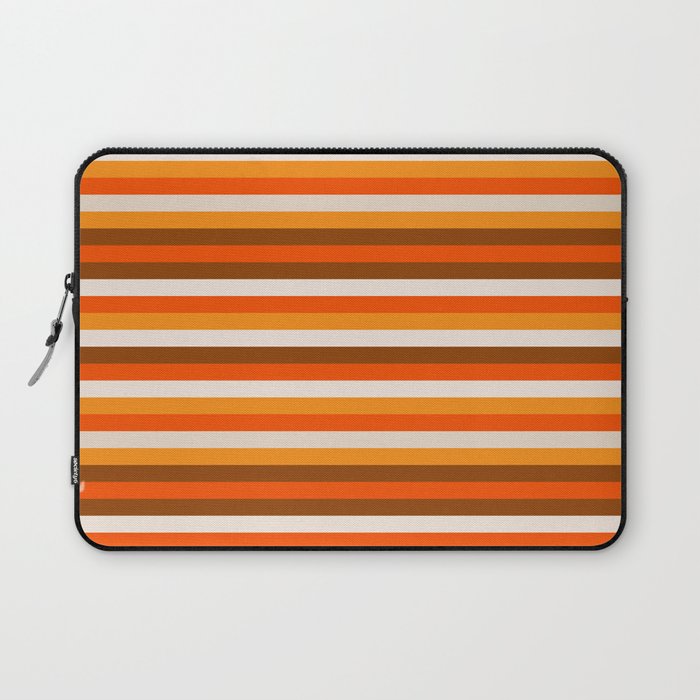 70s Fine Stripes in Retro Orange and Brown Laptop Sleeve