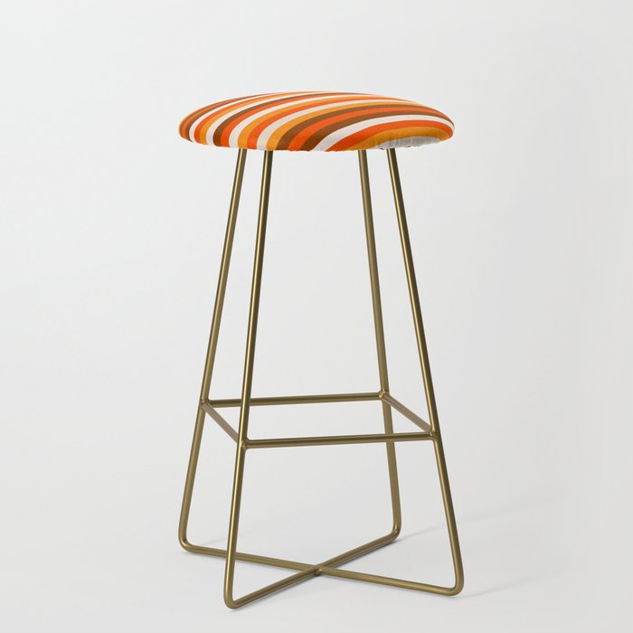 70s Fine Stripes in Retro Orange and Brown Stool