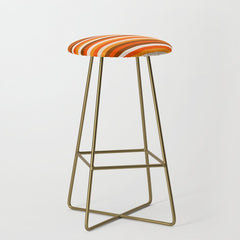 70s Fine Stripes in Retro Orange and Brown Stool