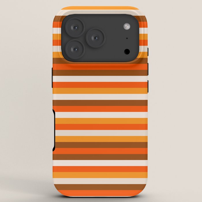70s Fine Stripes in Retro Orange and Brown iPhone Case