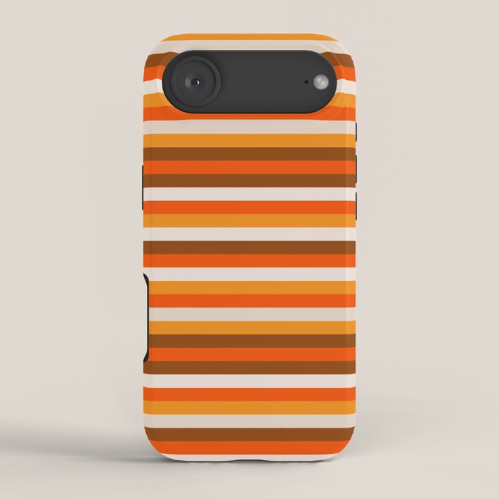 70s Fine Stripes in Retro Orange and Brown iPhone Case