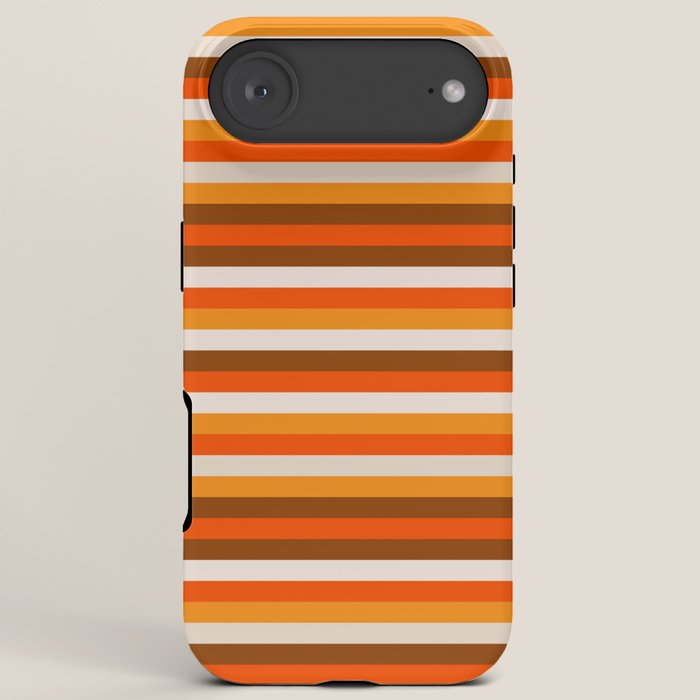 70s Fine Stripes in Retro Orange and Brown iPhone Case