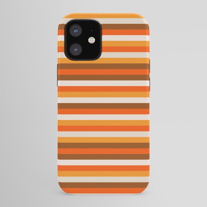 70s Fine Stripes in Retro Orange and Brown iPhone Case