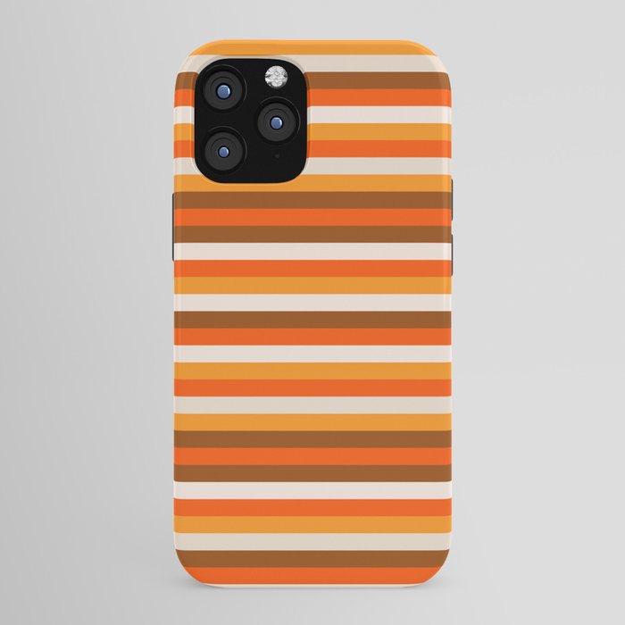 70s Fine Stripes in Retro Orange and Brown iPhone Case
