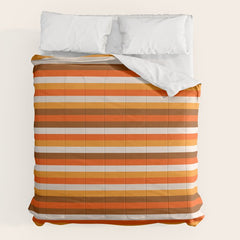 70s Fine Stripes in Retro Orange and Brown Comforter