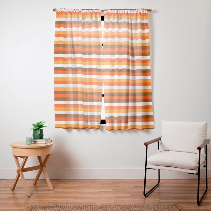 70s Fine Stripes in Retro Orange and Brown Window Curtain
