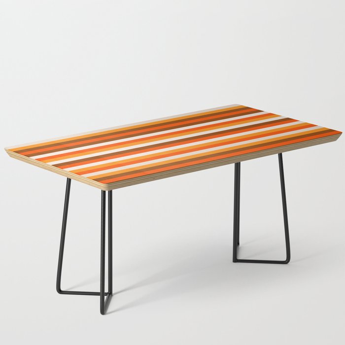 70s Fine Stripes in Retro Orange and Brown Coffee Table