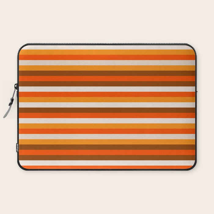 70s Fine Stripes in Retro Orange and Brown Laptop Sleeve