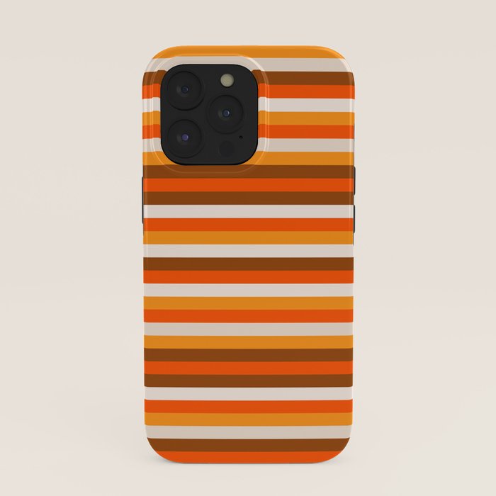 70s Fine Stripes in Retro Orange and Brown iPhone Case