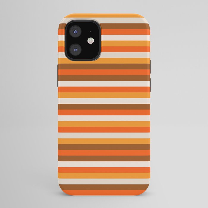70s Fine Stripes in Retro Orange and Brown iPhone Case