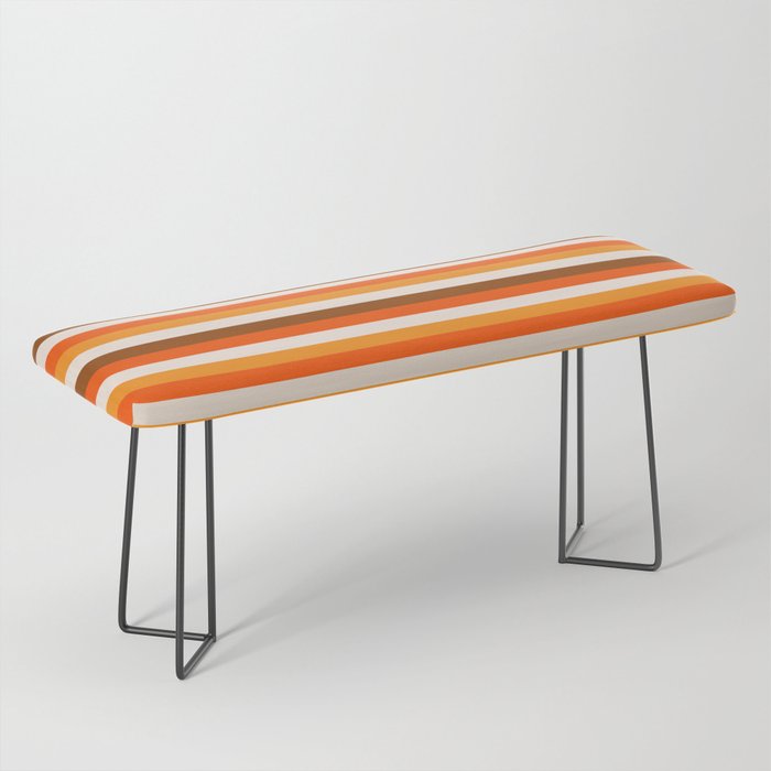 70s Fine Stripes in Retro Orange and Brown Bench