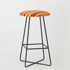 70s Fine Stripes in Retro Orange and Brown Stool