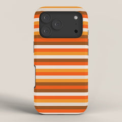 70s Fine Stripes in Retro Orange and Brown iPhone Case