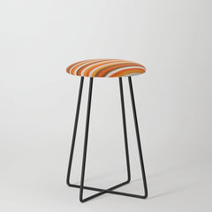 70s Fine Stripes in Retro Orange and Brown Stool