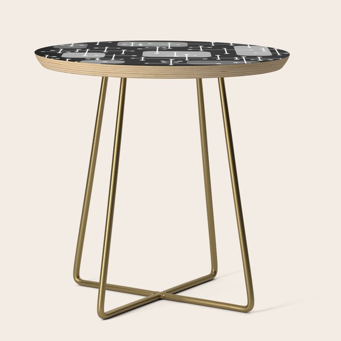 1950s Eames Era Art Crosshairs Black White Side Table
