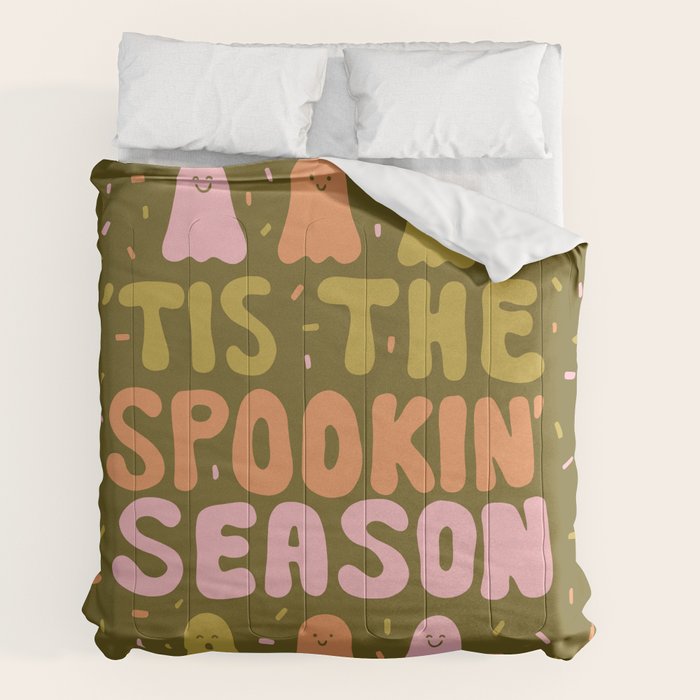 Tis the Spookin Season in Green Comforter