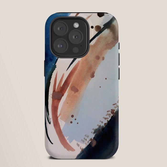708 - a minimal mixed media abstract piece in blues, pinks, and white iPhone Case