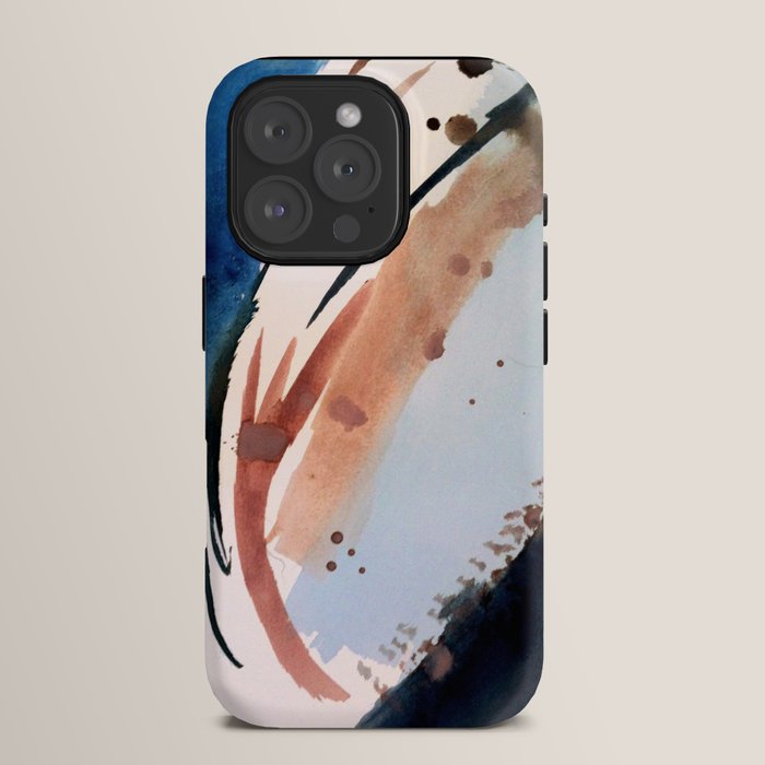 708 - a minimal mixed media abstract piece in blues, pinks, and white iPhone Case