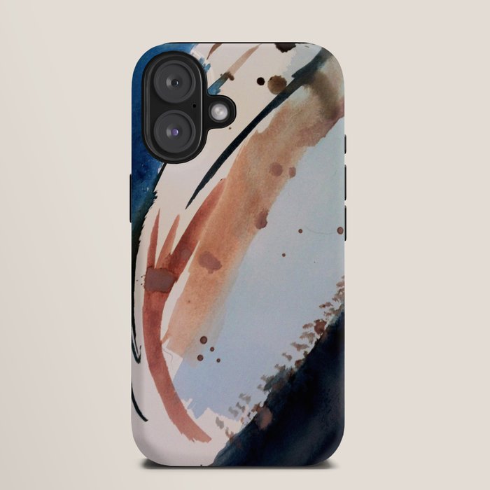 708 - a minimal mixed media abstract piece in blues, pinks, and white iPhone Case
