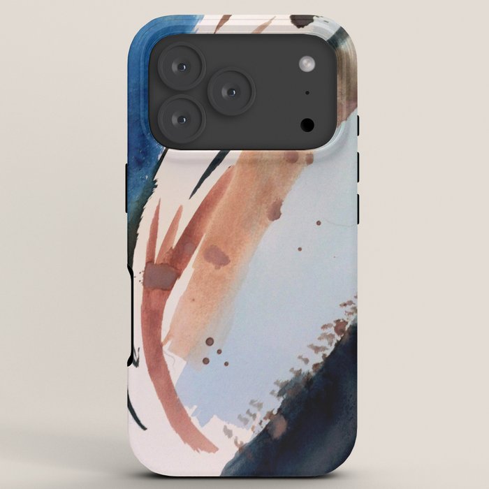 708 - a minimal mixed media abstract piece in blues, pinks, and white iPhone Case