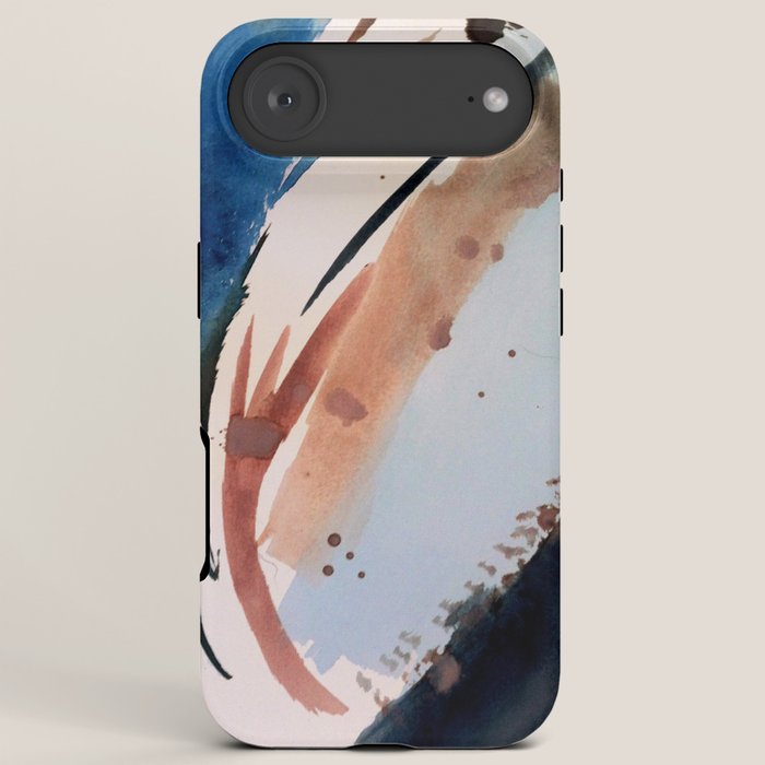 708 - a minimal mixed media abstract piece in blues, pinks, and white iPhone Case