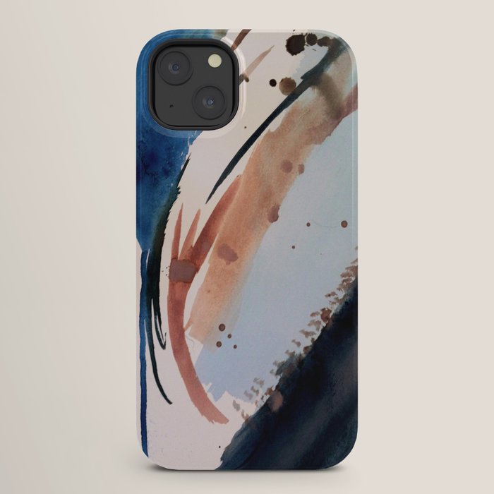 708 - a minimal mixed media abstract piece in blues, pinks, and white iPhone Case