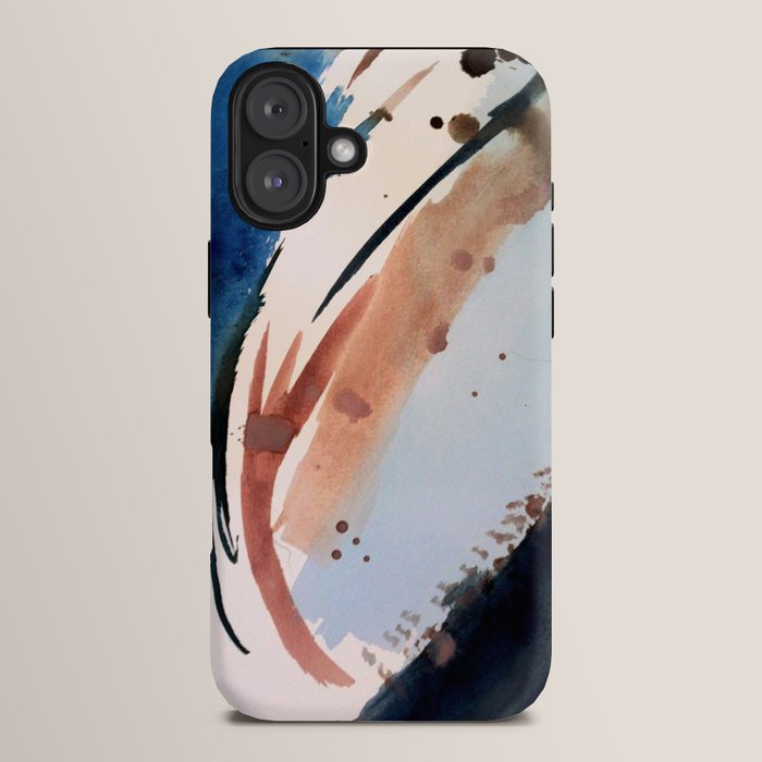 708 - a minimal mixed media abstract piece in blues, pinks, and white iPhone Case