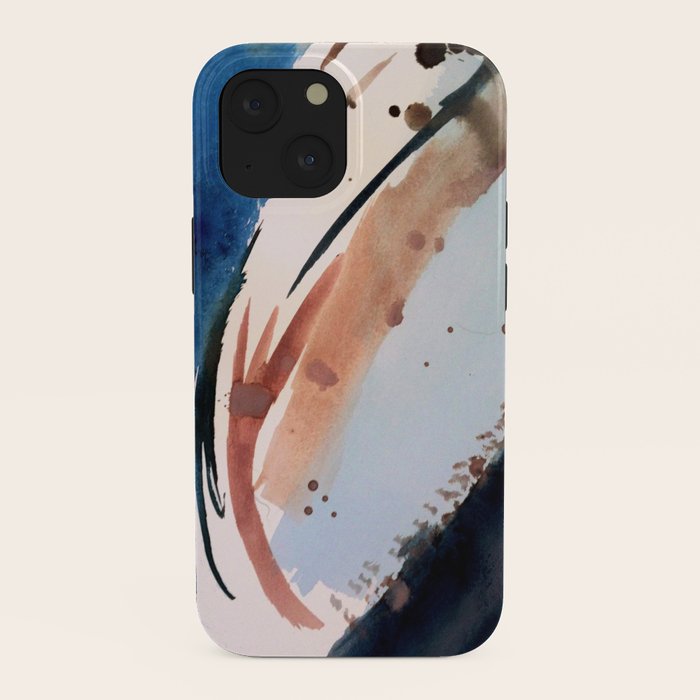 708 - a minimal mixed media abstract piece in blues, pinks, and white iPhone Case