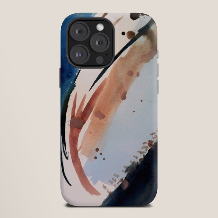 708 - a minimal mixed media abstract piece in blues, pinks, and white iPhone Case