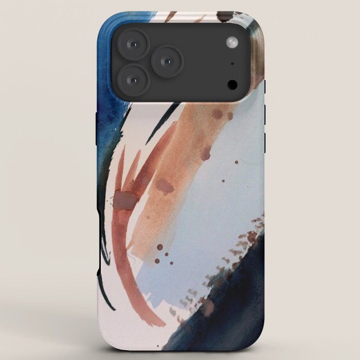 708 - a minimal mixed media abstract piece in blues, pinks, and white iPhone Case