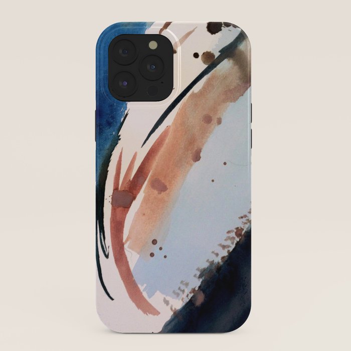 708 - a minimal mixed media abstract piece in blues, pinks, and white iPhone Case