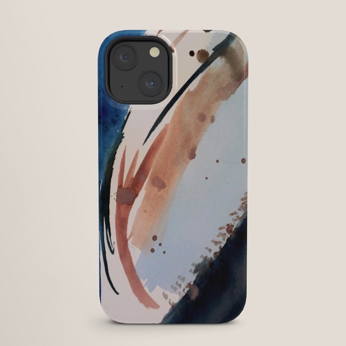 708 - a minimal mixed media abstract piece in blues, pinks, and white iPhone Case