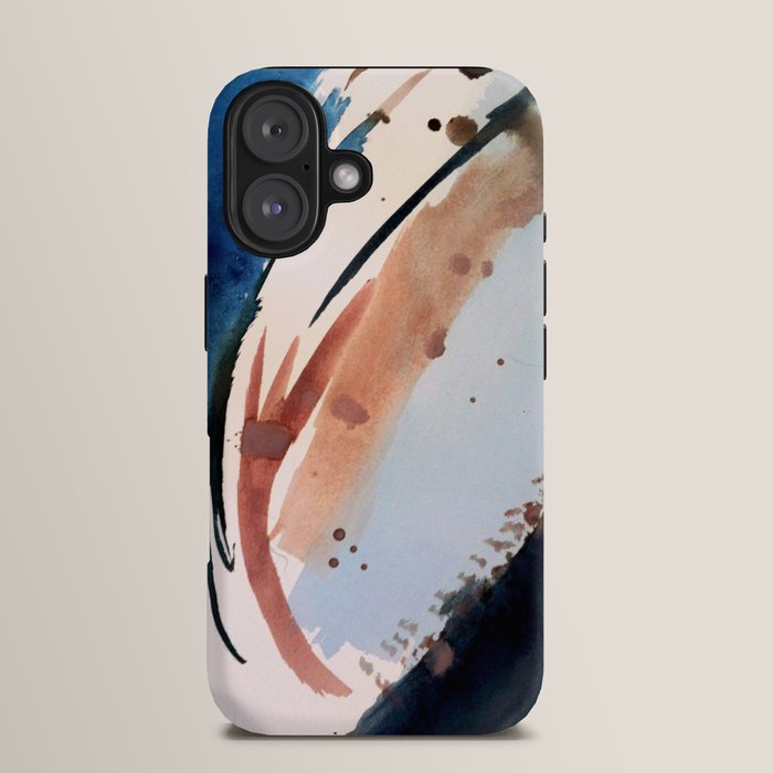 708 - a minimal mixed media abstract piece in blues, pinks, and white iPhone Case