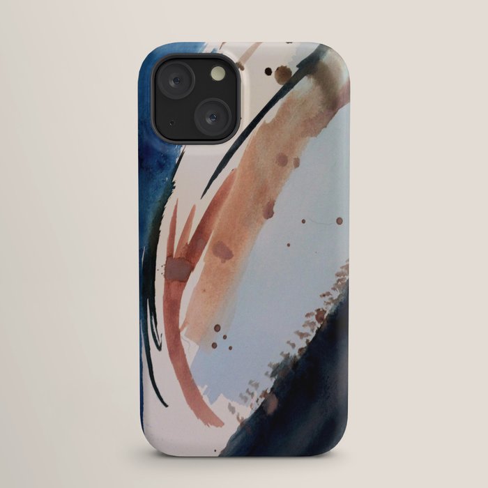 708 - a minimal mixed media abstract piece in blues, pinks, and white iPhone Case