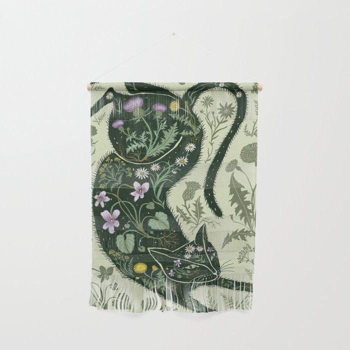 A Cat in the Wildflowers Wall Hanging