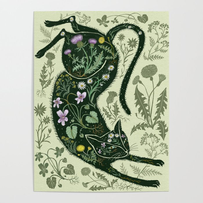 A Cat in the Wildflowers Poster