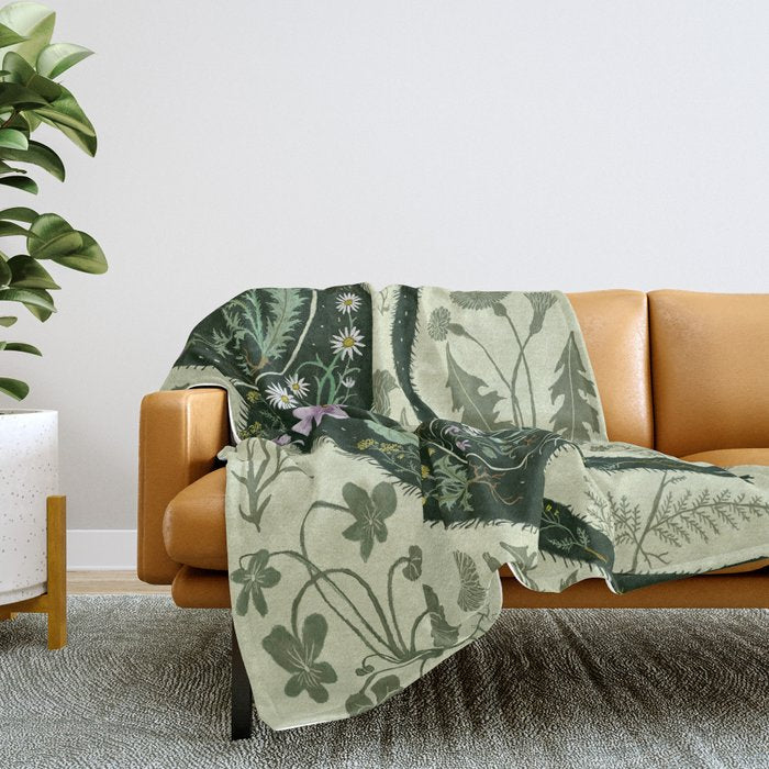 A Cat in the Wildflowers Throw Blanket