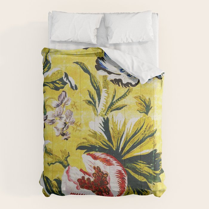 18th Century English Floral Print Comforter