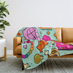 90's Things Print Throw Blanket