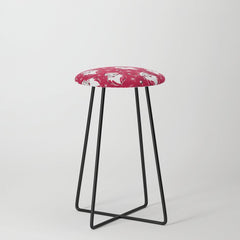 Tis The Season Retro Santa Red White Pattern Stool