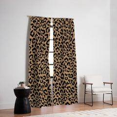2000s leopard-black on tan Window Curtain