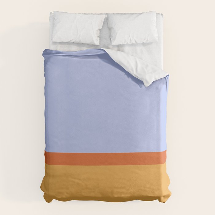 70s Summer Color Block Blue and Orange Duvet Cover