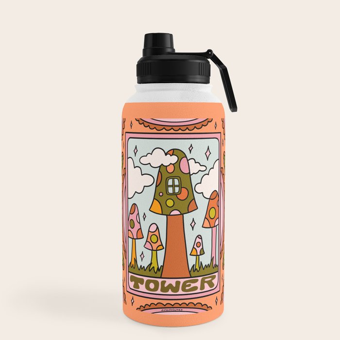16. Tower Tarot Mushroom Water Bottle