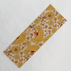 70s Floral Pattern Yoga Mat
