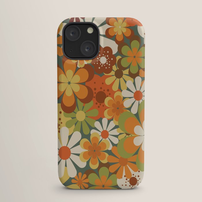 70's Retro Flowers Print iPhone Case