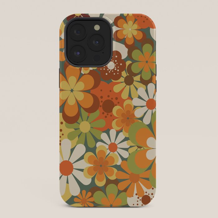 70's Retro Flowers Print iPhone Case