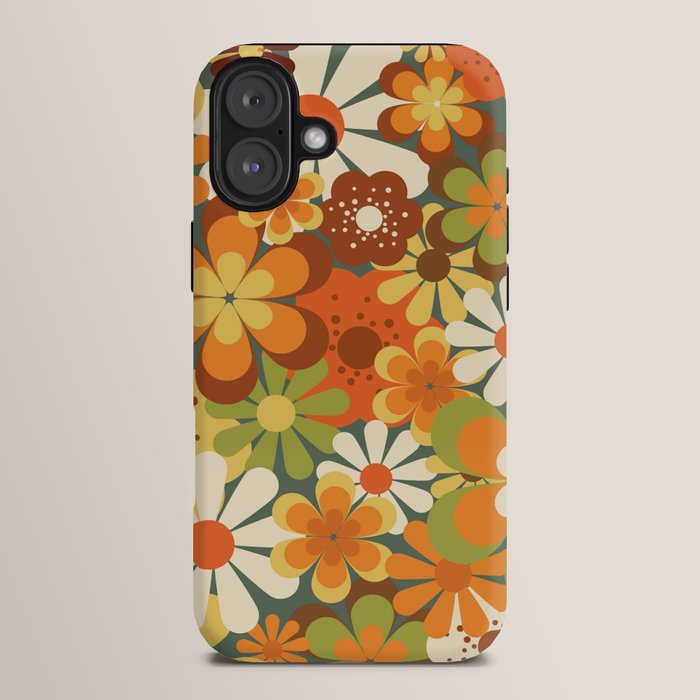 70's Retro Flowers Print iPhone Case