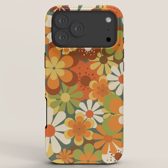 70's Retro Flowers Print iPhone Case