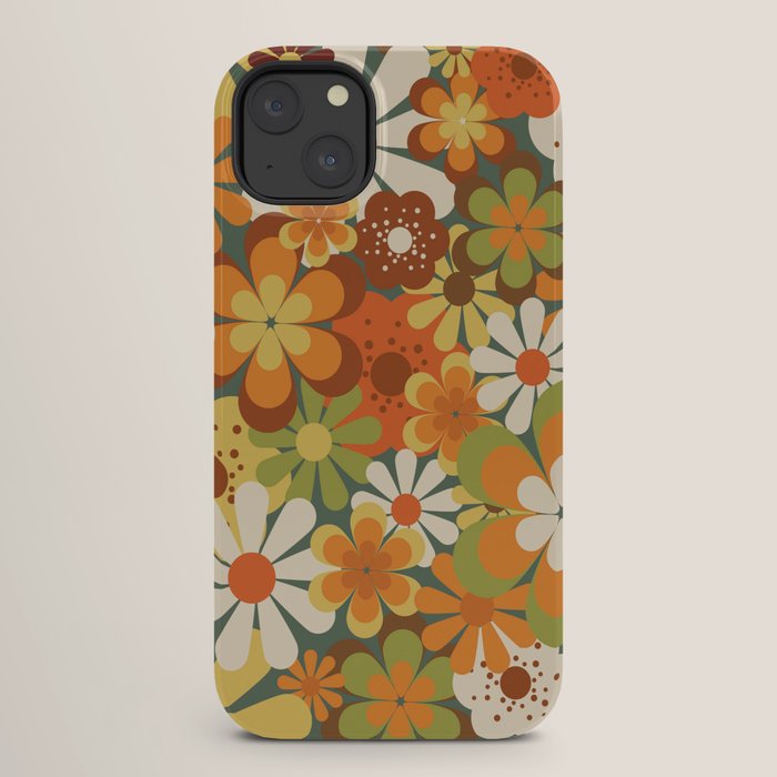 70's Retro Flowers Print iPhone Case