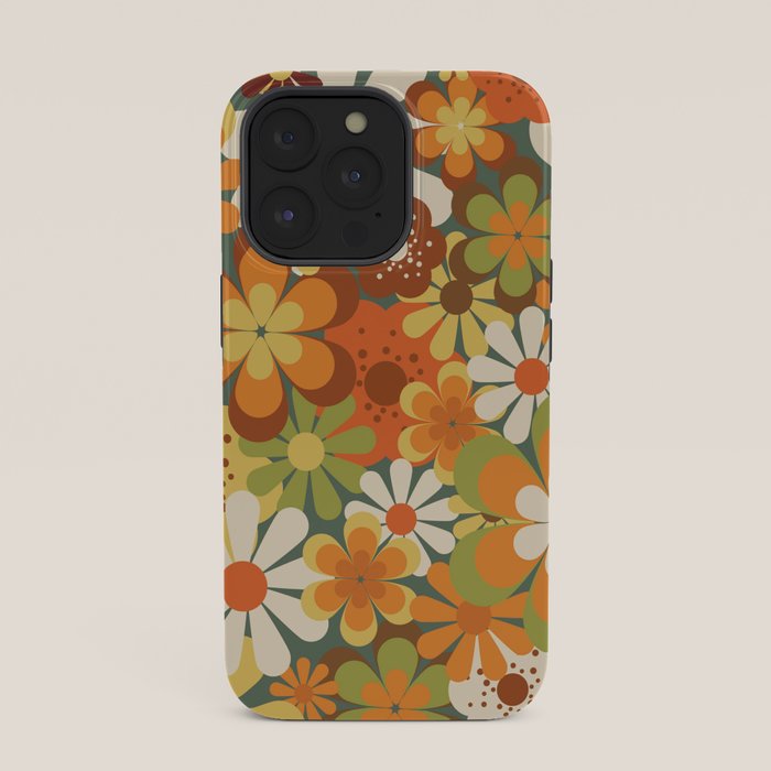 70's Retro Flowers Print iPhone Case